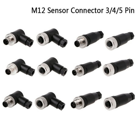 

(5Pin Male)1Pc M12 sensor connector 3/4/5 pin male/female straight/right angle plug
