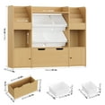 thumbnail image 3 of Hiphuta Kid Storage Toy Organizer, Wood Toy Storage Organizer with 4 Toy Boxes, Kids Bookcase with Book Rack, Natural, 3 of 8