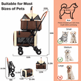 thumbnail image 4 of XunKA Double Decker Pet Stroller for Small & Medium Dogs/Cats, Detachable 2-in-1 Foldable Cat Stroller with Shock-Absorbing Wheels, Brown, 4 of 14
