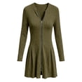 thumbnail image 5 of Oksale Womens Sweater Dresses Soft Cozy Long Sleeve Zipper Ribbed Dress Bodycon Mini Dress Knit A-Line Fall Dresses 2026 Green S, 5 of 6