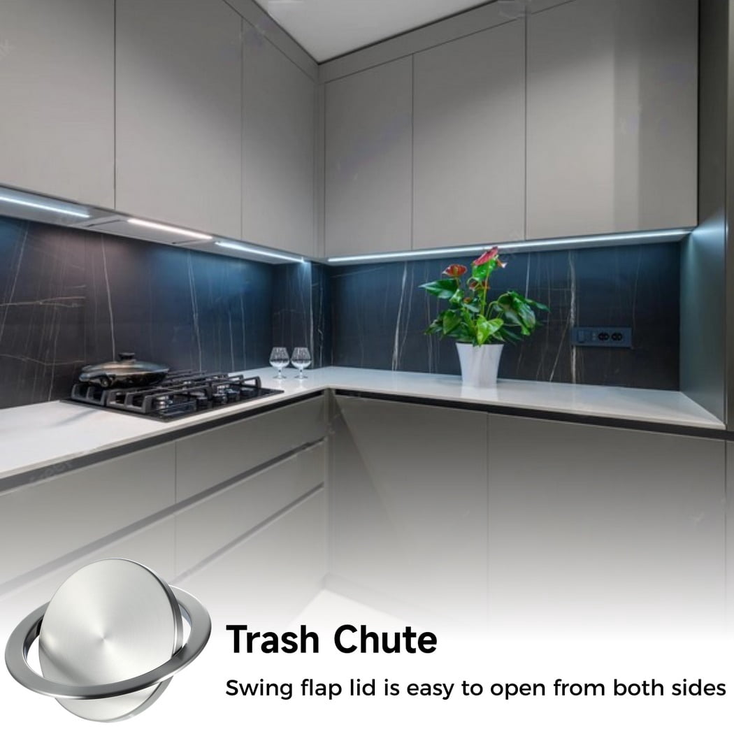 Embedded Trash Chute Lid, Countertop Trash Chute, Stainless Steel