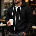 thumbnail image 5 of BVOFAR Mens Zip up Hoodie Casual Hooded Sweatshirt Long Sleeve Jacket Loose Fit Drawstring Athletic Jackets Black XXL, 5 of 7