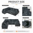 thumbnail image 3 of Oversized 122" U-Shaped Sectional Sleeper Sofa Bed with Pull-Out Bed,Storage Chaise,Type-C USB,Fuzzy Plush,7-Seat,Deep Gray, 3 of 10