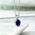 thumbnail image 4 of Gem Stone King 4.54 Cttw Blue Sapphire and White Topaz Pendant Necklace for Women | 925 Sterling Silver | Gemstone Birthstone | Oval 11X9MM | With 18 inch Silver Chain, 4 of 4