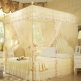 thumbnail image 2 of Luxury Princess 3 Side Openings Post Bed Curtain Canopy Netting Mosquito Net Bedding (Yellow S), 2 of 4