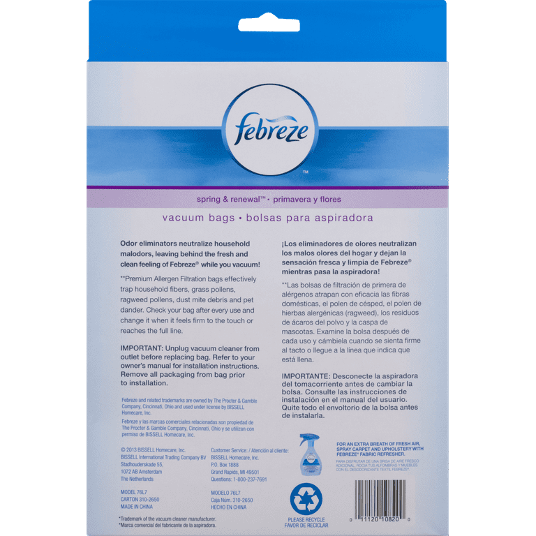 Febreze Vacuum Bags, Spring & Renewal, Bissell Style 7 - 3 bags