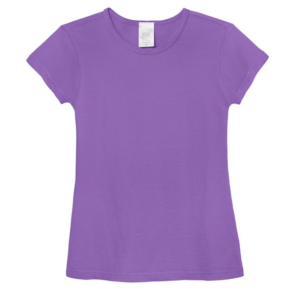 Made in USA Girls Soft Cotton Jersey Cap Sleeve Crew Tee | Deep Purple