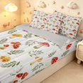 thumbnail image 3 of Homewish Watercolor Plant Mushrooms Zipper Twin Comforter Sets with Fitted Sheet and 2 Pillowcases,Botanical Fungi Zipper Bedding Set,White Red,Light Gray Reversible,4pcs, 3 of 8