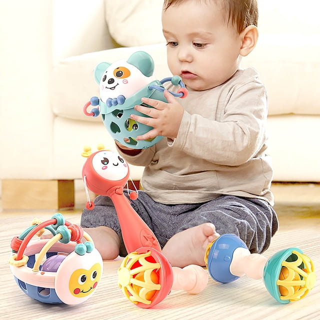 Fiudx Ofertas del día piezas de juguetes para la dentición con sonajero para bebés, juguete con sonajeros para mordedores para bebés, juego de juguetes musicales, juguetes para masticar para recién n