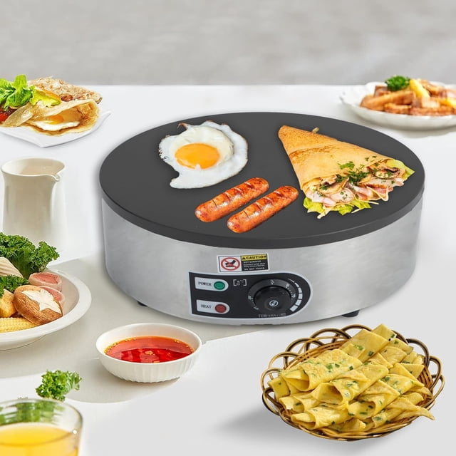 Zzistar 1500W Commercial Electric Crepe Maker With Includes Batter Spreader and Temperature Control, Cast Iron Cooking Surface