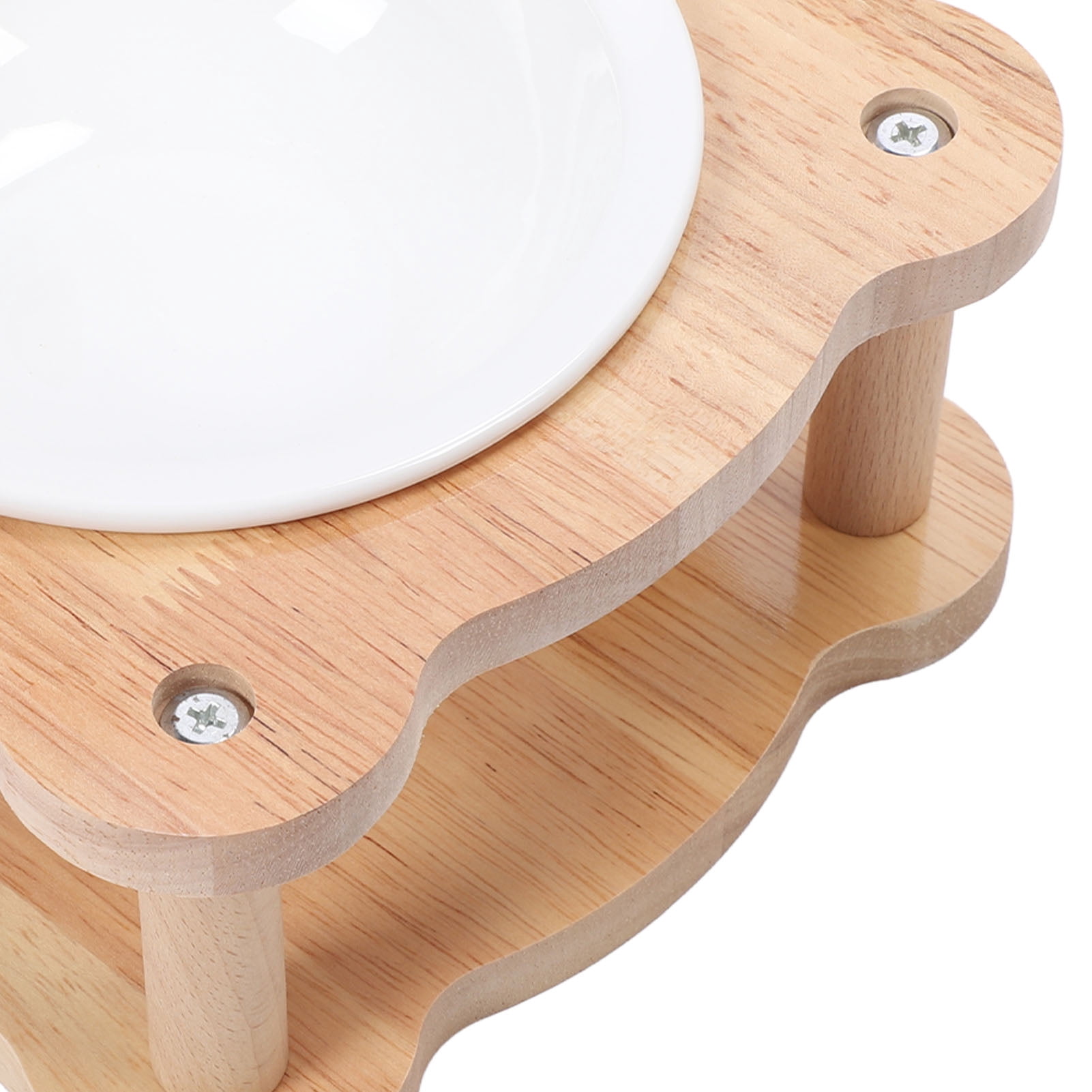 LAZIOEGR Wood Raised Cat Food Bowls Multifunctional 2-in-1 Automatic Cat Water Feeder and Food Bowl Set with Elevated Stand Gravity Water Dispenser for Dogs and Pets (15.75 inches / 40 cm)
