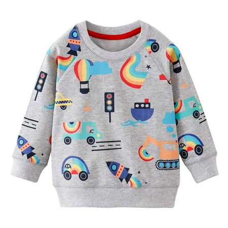 

Boy Dinosaur Sweatshirts Toddler Long Sleeve Cotton Pullover Cartoon T-Shirts Sport Top Tee For Kids 2-7T traffic-8047-110/4t