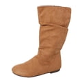 thumbnail image 2 of Women’s Plus Size Round Toe Side Zipper Mid Calf Boots, Low Heel Comfort Mid Shaft Boots, Versatile Casual Winter Boots for Wide Feet Women Brown 8.5, 2 of 7