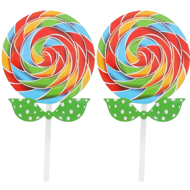 2 piruletas grandes, adornos de caramelo, comida falsa, accesorios festivos para fotos, juguete para niños