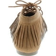 thumbnail image 4 of Bamboo Womens Circus-03 Fringe Moccasin Lace Up Fashion Bootie, Natural, 6.5, 4 of 7
