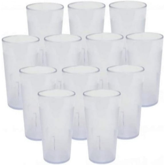 TrueCraftware- Set of 12 Pebbled Tumbler/Drinking Cups 20-Ounce Clear Color- Reusable Premium Water Iced Tea Glasses Stackable Dishwasher Safe Break-Resistant for Home and Restaurants