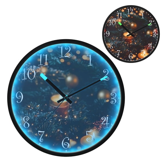 Voice Activated Clock with Glow Light 12 Inch Large Silent Wall Clock Battery Operated for Home Decor Candle Decorations