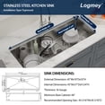 thumbnail image 6 of Logmey Stainless Steel Undermount Workstation Kitchen Sink 45x19 Inch Extended Length Single Bowl Sink, 6 of 7