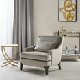 thumbnail image 2 of Martha Stewart Anna 32.5" Fabric and Solid Wood Arm Accent Chair in Gray/Coffee, 2 of 5