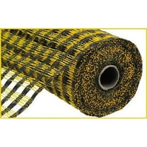 Poly Burlap Check Deco Mesh, 10" x 10 Yards Black, Yellow