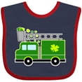 thumbnail image 3 of Inktastic St. Patricks Day Fire Truck in Green with Shamrocks Boys or Girls Baby Bib, 3 of 4