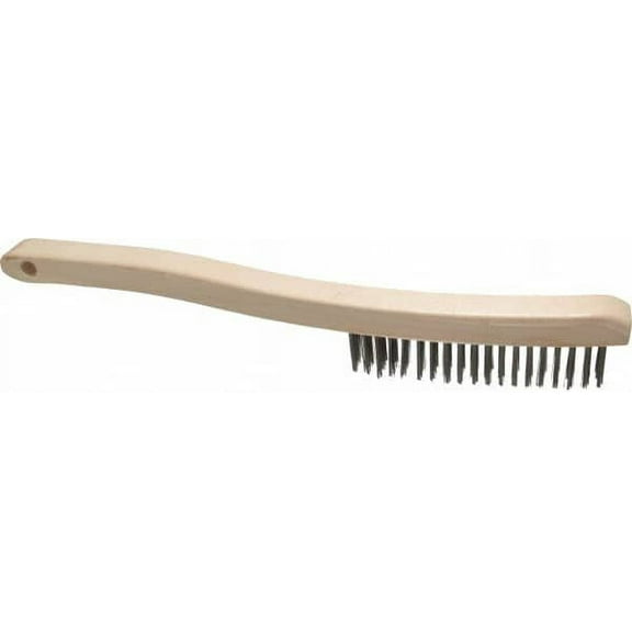 Osborn - 3 Rows x 19 Columns Stainless Steel Scratch Brush - 6" Brush Length x 15/16" Brush Width, 13-3/4" OAL, 1-1/8" Trim Length, Wood Handle (4 Pack)