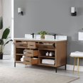 thumbnail image 6 of Kesia 60" Double Bathroom Vanity Set in Brown Pine with Aosta White Composite Stone Countertop without Mirror, 6 of 8