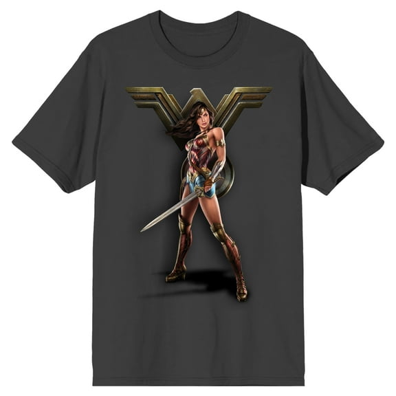 Wonder Woman Movie Character and Logo Men's Charcoal T-shirt-XXL