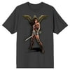 Wonder Woman Movie Character and Logo Men's Charcoal T-shirt-XL