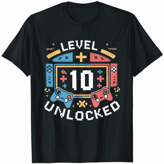 10th Birthday Level 10 Unlocked Video Game Fun T-Shirt