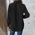 thumbnail image 4 of Black Cardigan, Woman Fashion Solid Color Button Pocket Long Sleeve Turndown Collar Blouse Tops, 4 of 6