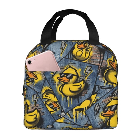 Duck Lunch Box, Cute Rubber Duck Artwork, Portable Reusable Cooler Tote For Travel, Office And Everyday Carry