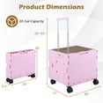 thumbnail image 3 of Gymax Foldable Utility Cart on 4 Rotate Wheels w/Telescoping Handle Lid & Cup Holder Pink, 3 of 10