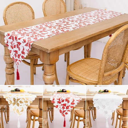 

Bronzing Floral Table Runners Washable Cloth Merry Christmas Bronzing Tablecloth for Home Kitchen Dining Room Decor New(Type G)