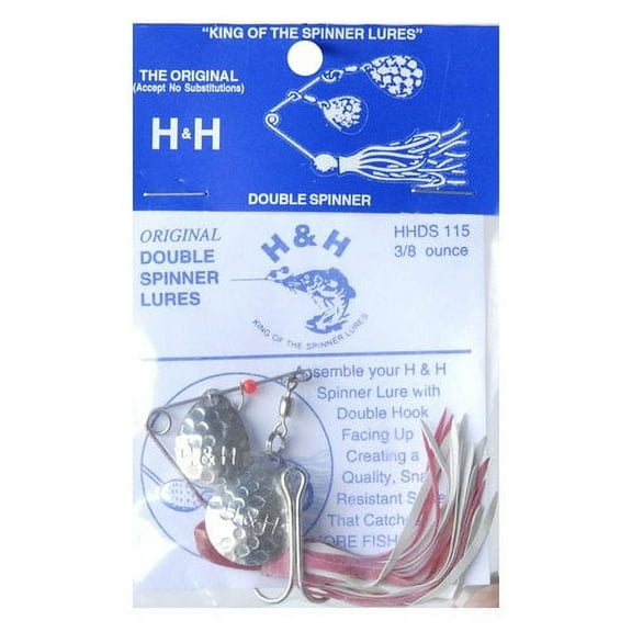 H&H Double Spin Spinner Bait, Red & White, 3/8 oz, HHDS115-05