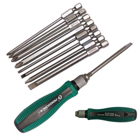

Farfi 9Pcs PengGong Multifunction Hex Shank Slotted Cross Screwdriver Bits Repair Tool