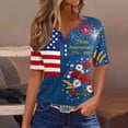 thumbnail image 2 of Women’s Short Sleeve V Neck Top with Butterfly and Star Print Casual Loose Fit T Shirt for Everyday Wear Lightweight Pullover Blouse Blue L, 2 of 7