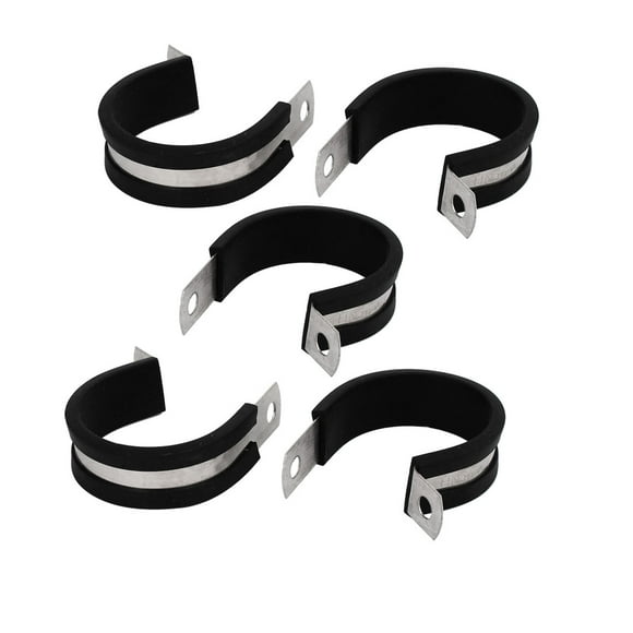 Unique Bargains 34mm Dia EPDM Rubber Lined P Clips Cable Hose Pipe Clamps Holder 5pcs