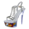 thumbnail image 5 of Rokment LED Light up Sparkly Rhinestones Clear Stiletto High Heels Dress Sandals for Women Ladies Sexy Glitter Luminous Platform Heeled Crystal Dressy Pumps Shoes Wedding White Size 7, 5 of 8