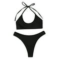 thumbnail image 1 of Women Two Piece Halter Padded Top Tie Bottom Triangle Bikini Bathing Suit, 1 of 5