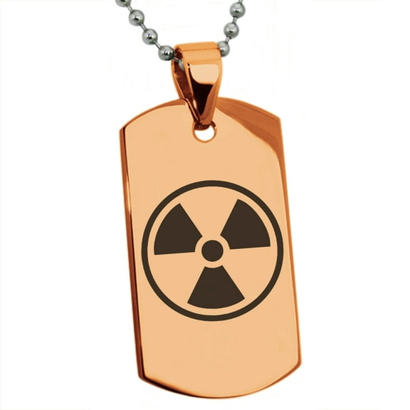 Stainless Steel Encircled Radioactive Engraved Dog Tag Pendant Necklace