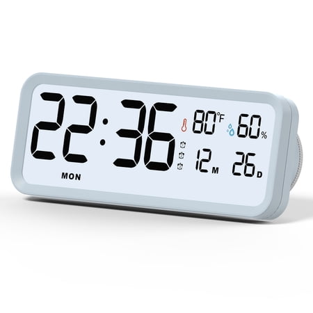 TIMESS Digital Alarm Clock, Battery Operated, LCD Display with Date, Snooze Function, for Bedroom or Desk (Blue)
