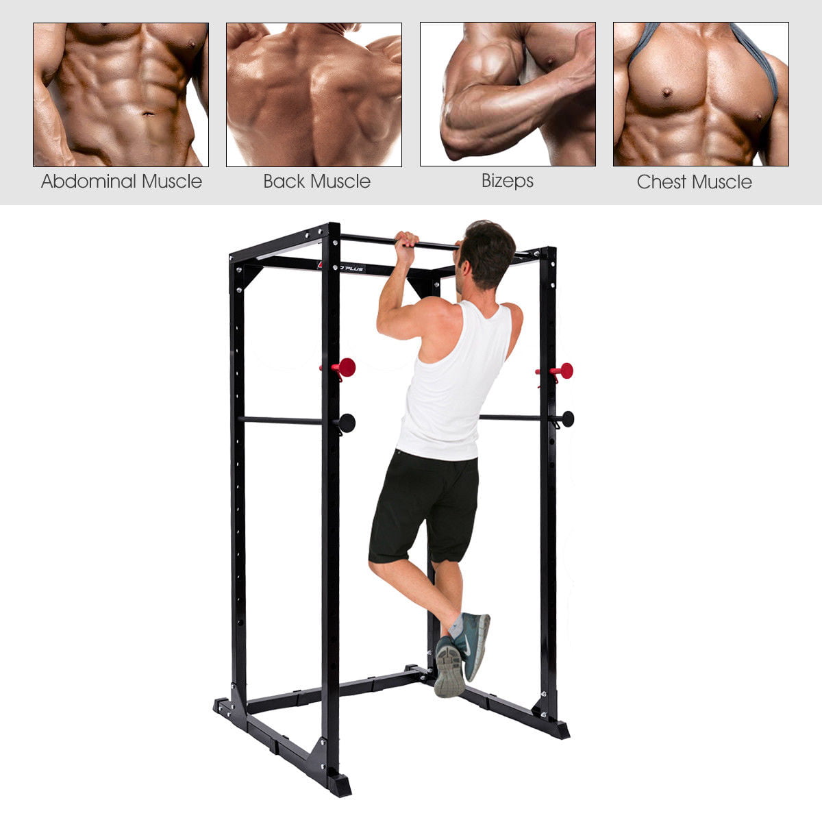 Power Rack Pull Chin-Up Workout Bars Squat Lift Cage Fitness Strength Training 
