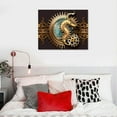 thumbnail image 4 of JEUXUS Painting Wall Art, Seahorse Wind Vane Compass Golden Anchor Gear Steampunk Style Brown Wooden Framed Canvas Print Wall Painting Artwork for Kitchen Office Living Room Home, 4 of 4