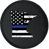 Minnesota - Thin Blue Line Distressed American Flag Spare Tire Cover Jeep RV 30 Inch