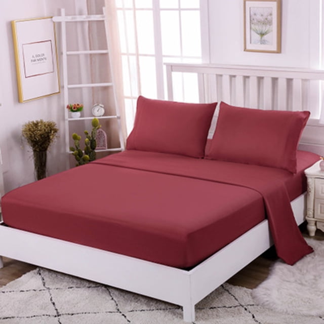 Sábana ajustable Funda de almohada Juego de fundas de colchón Home Hotel Juego de sábanas de poliéster Queen 4pcs / set Eigraketly HA5199-09B