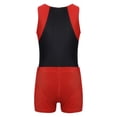 thumbnail image 2 of ranrann Kids Gymnastics Outfit Boys Dance Tumbling Leotard with Shorts Set Sleeveless Bodysuit 2 Red 12, 2 of 7