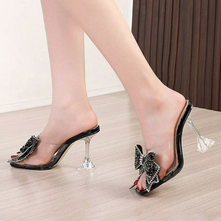 

Aayomet Women s Sandals Summer New Square Head Multicolor High Heels Transparent Stiletto Sandals Large Size Black High Heels Black 6.5
