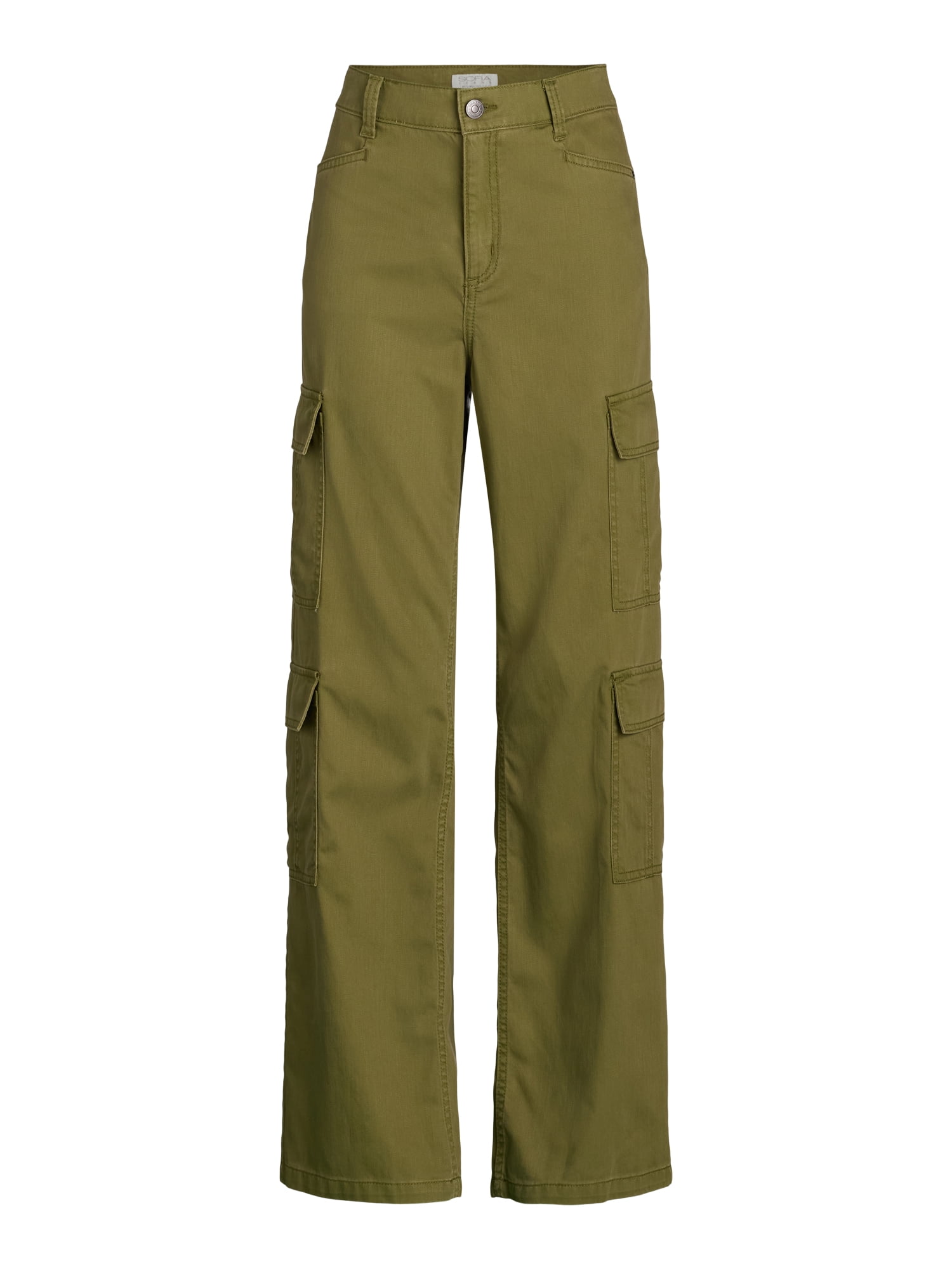 Sofia Jeans Women's Relaxed Straight Super High Rise Cargo Pants, 32.5" Inseam, Sizes 0-20