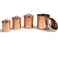 thumbnail image 4 of nu steel Hammered Copper Stainless Steel 4pc Canister Set, Beautiful Food Storage Container for Kitchen Counter, Tea, Sugar, Coffee, Caddy, Flour Canister with Rubber seal lid, TG-843C-SET4, 4 of 9